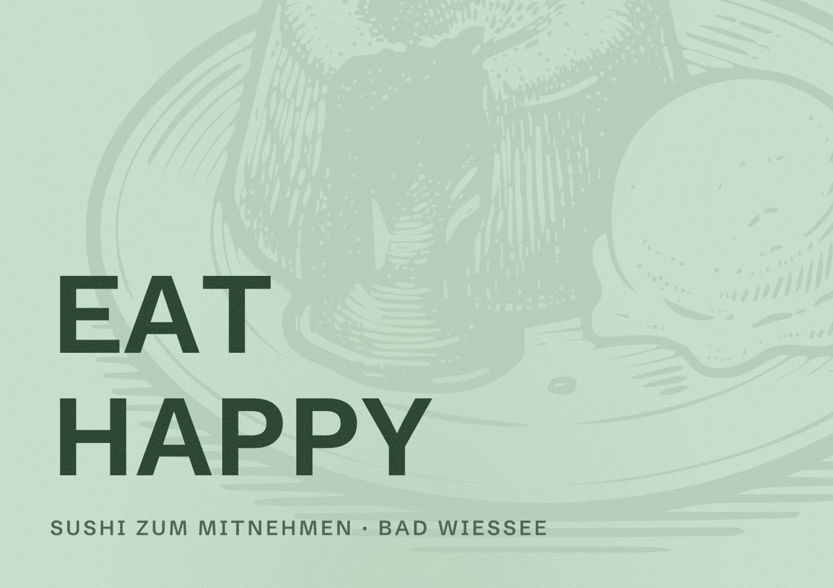 Illustriertes Poster von EAT HAPPY, Sushi zum Mitnehmen in Bad Wiessee