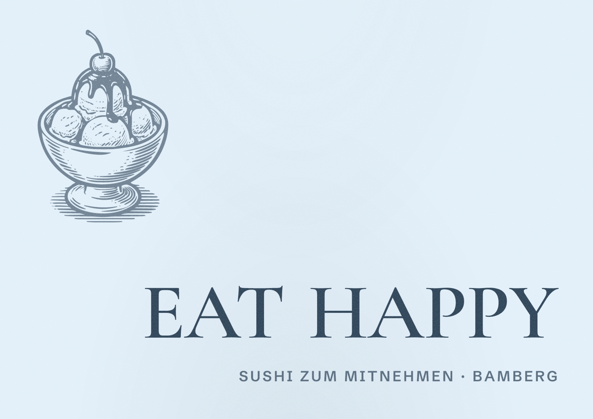 Illustriertes Poster von EAT HAPPY, Sushi zum Mitnehmen in Bamberg