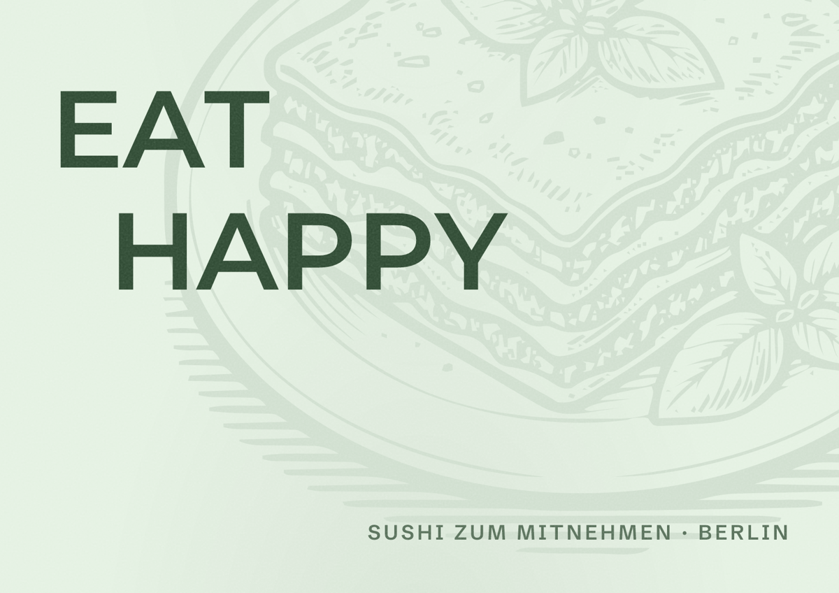 Illustriertes Poster von EAT HAPPY, Sushi zum Mitnehmen in Berlin
