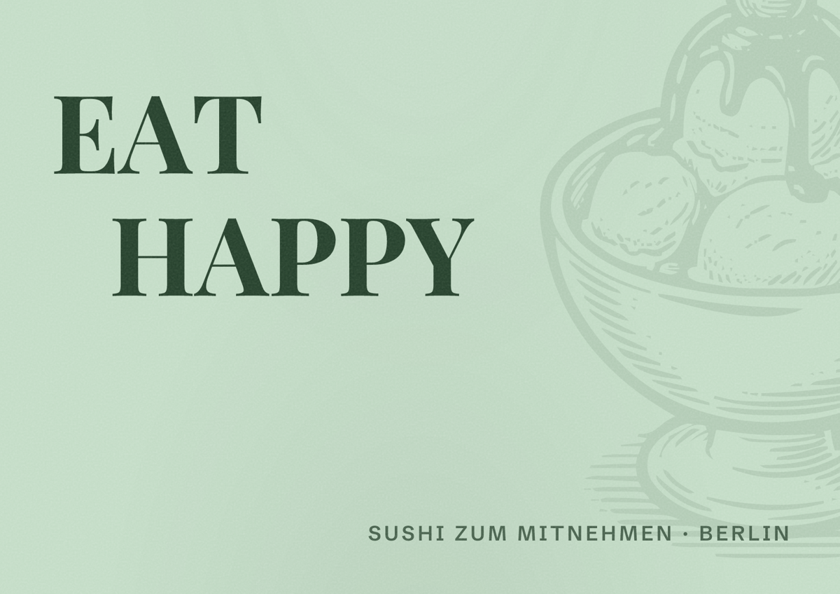 Illustriertes Poster von EAT HAPPY, Sushi zum Mitnehmen in Berlin