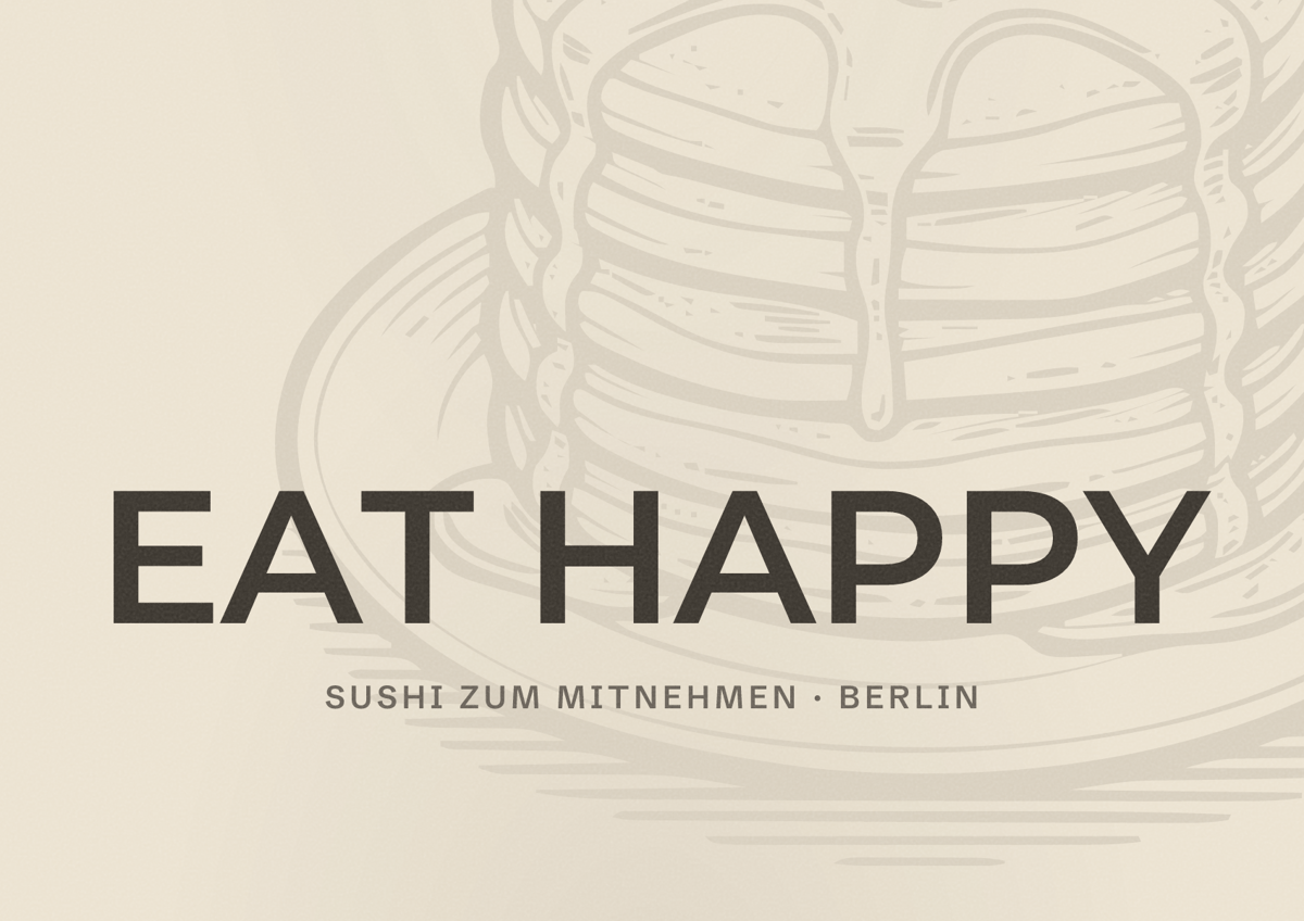 Illustriertes Poster von EAT HAPPY, Sushi zum Mitnehmen in Berlin