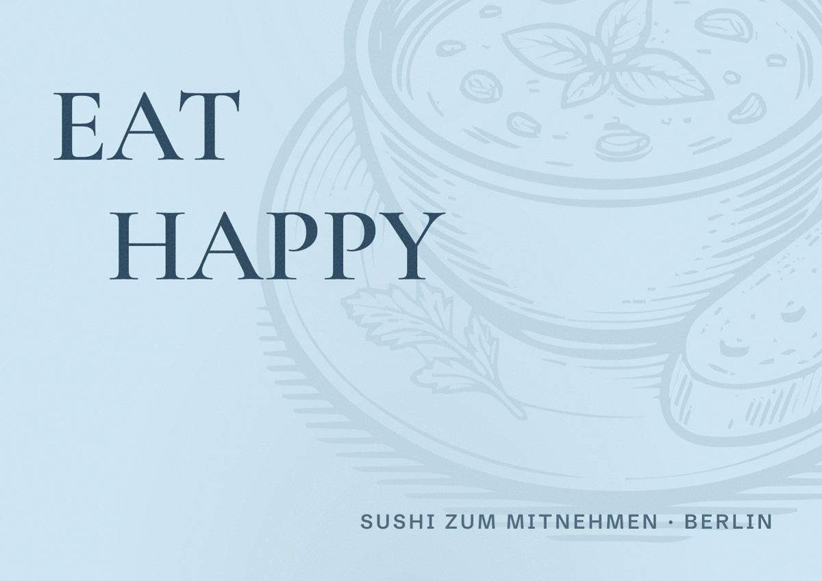 Illustriertes Poster von EAT HAPPY, Sushi zum Mitnehmen in Berlin