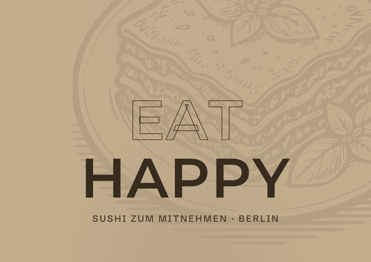 Illustriertes Poster von EAT HAPPY, Sushi zum Mitnehmen in Berlin