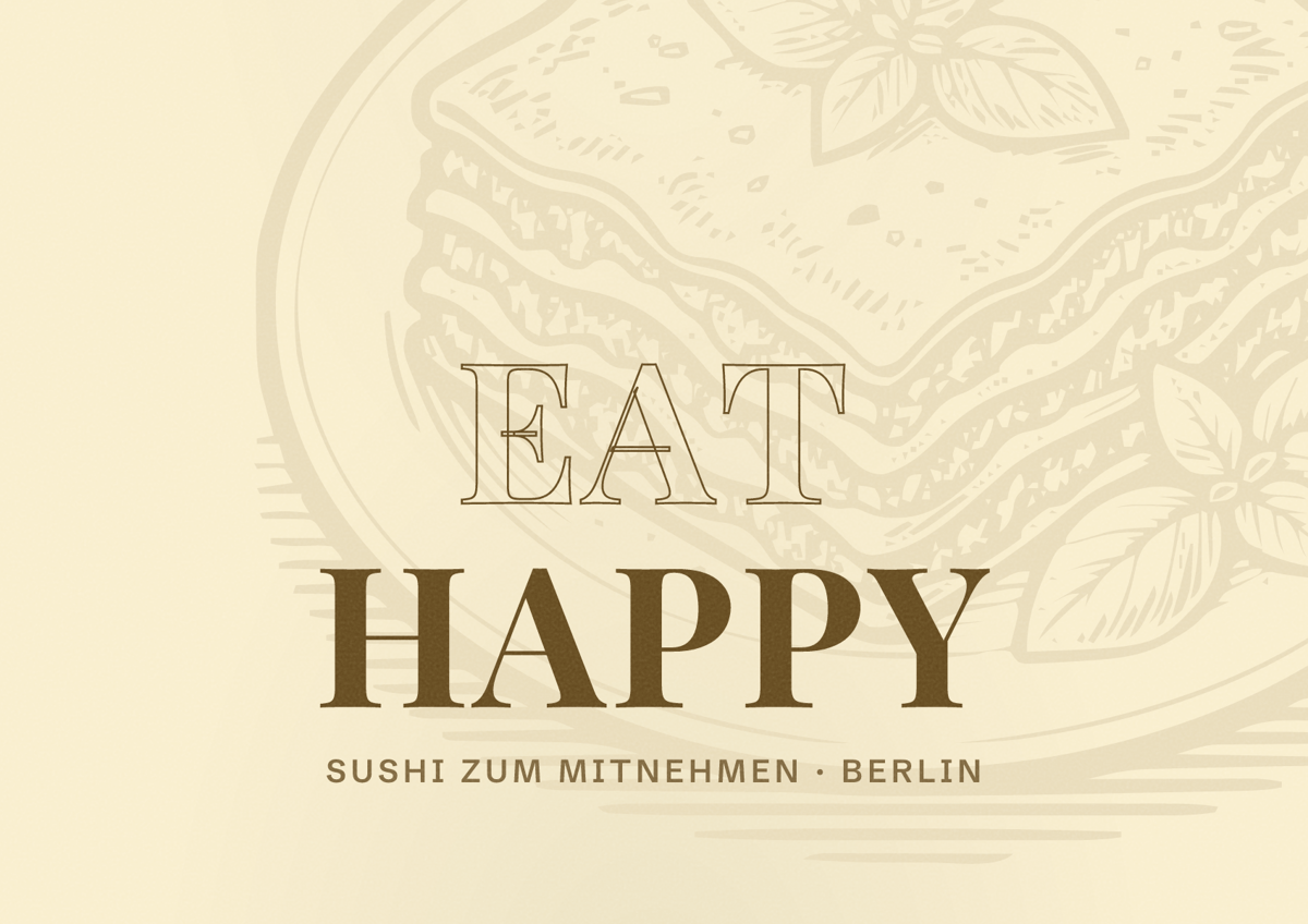 Illustriertes Poster von EAT HAPPY, Sushi zum Mitnehmen in Berlin