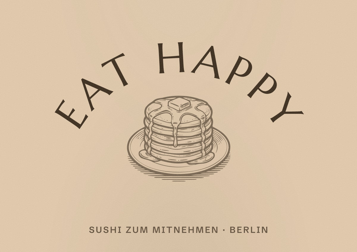 Illustriertes Poster von EAT HAPPY, Sushi zum Mitnehmen in Berlin
