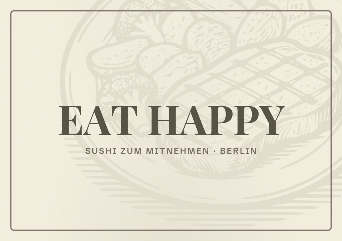 Illustriertes Poster von EAT HAPPY, Sushi zum Mitnehmen in Berlin