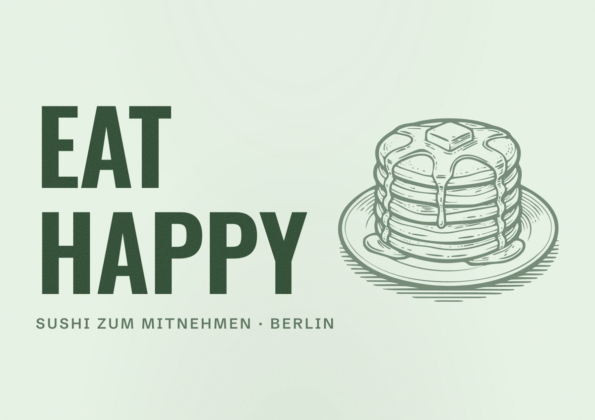 Illustriertes Poster von EAT HAPPY, Sushi zum Mitnehmen in Berlin