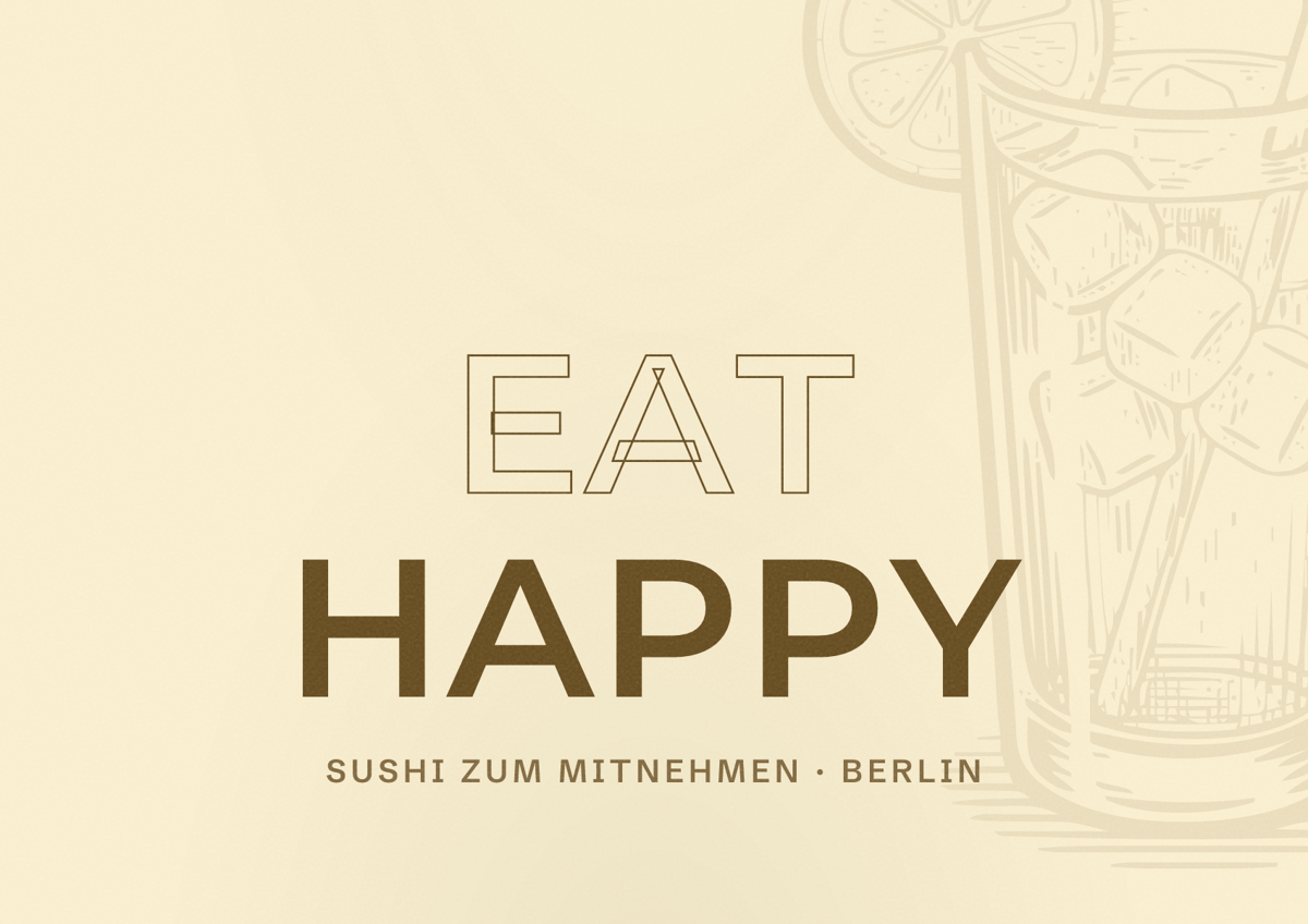 Illustriertes Poster von EAT HAPPY, Sushi zum Mitnehmen in Berlin