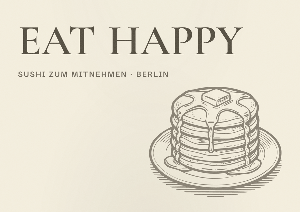 Illustriertes Poster von EAT HAPPY, Sushi zum Mitnehmen in Berlin