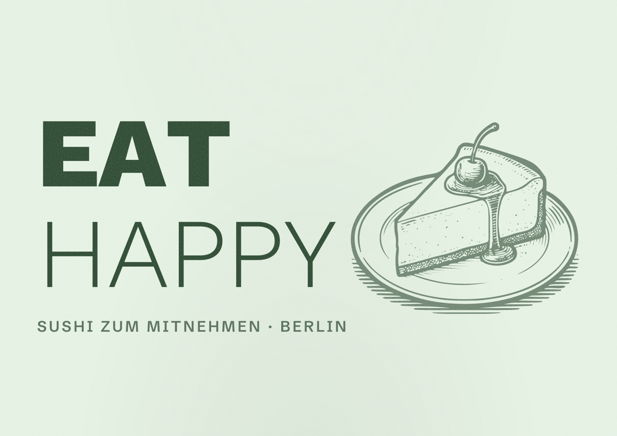Illustriertes Poster von EAT HAPPY, Sushi zum Mitnehmen in Berlin