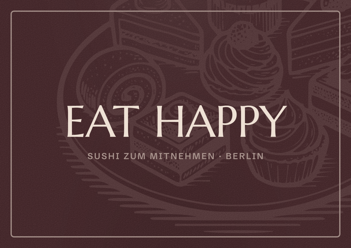 Illustriertes Poster von EAT HAPPY, Sushi zum Mitnehmen in Berlin