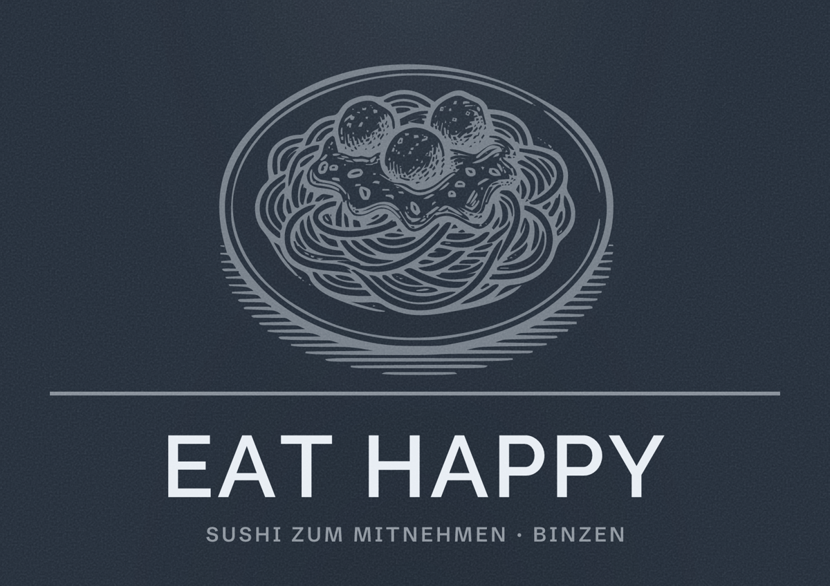 Illustriertes Poster von EAT HAPPY, Sushi zum Mitnehmen in Binzen