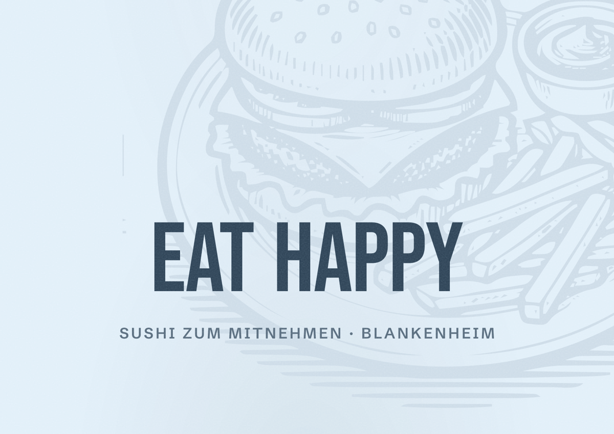 Illustriertes Poster von EAT HAPPY, Sushi zum Mitnehmen in Blankenheim
