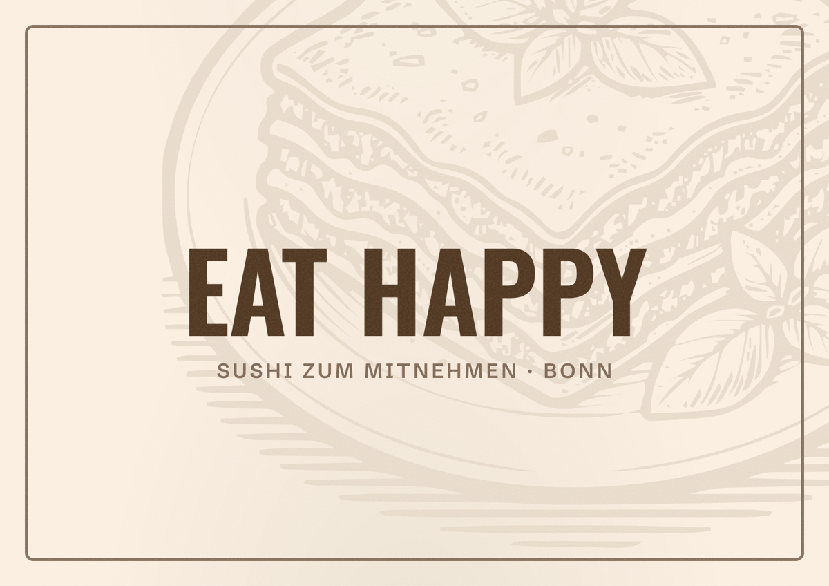 Illustriertes Poster von EAT HAPPY, Sushi zum Mitnehmen in Bonn