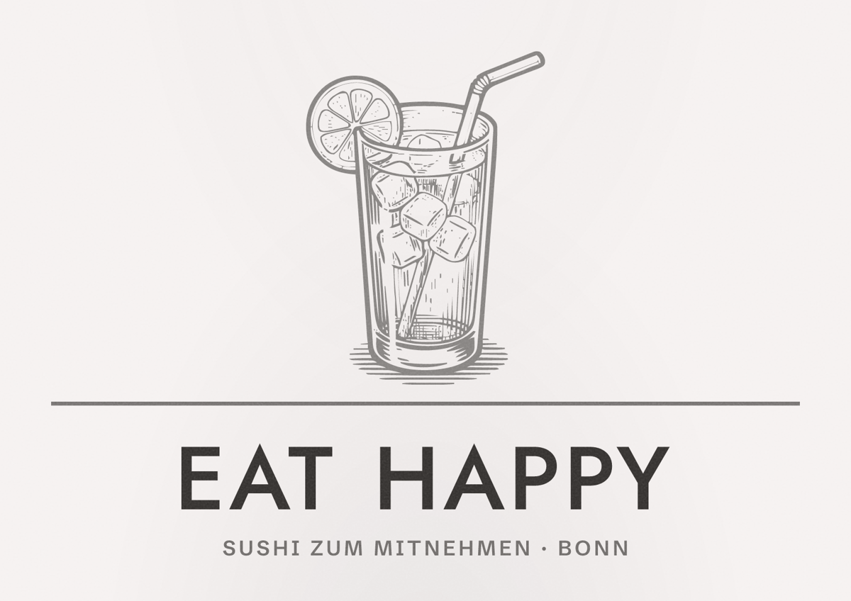Illustriertes Poster von EAT HAPPY, Sushi zum Mitnehmen in Bonn