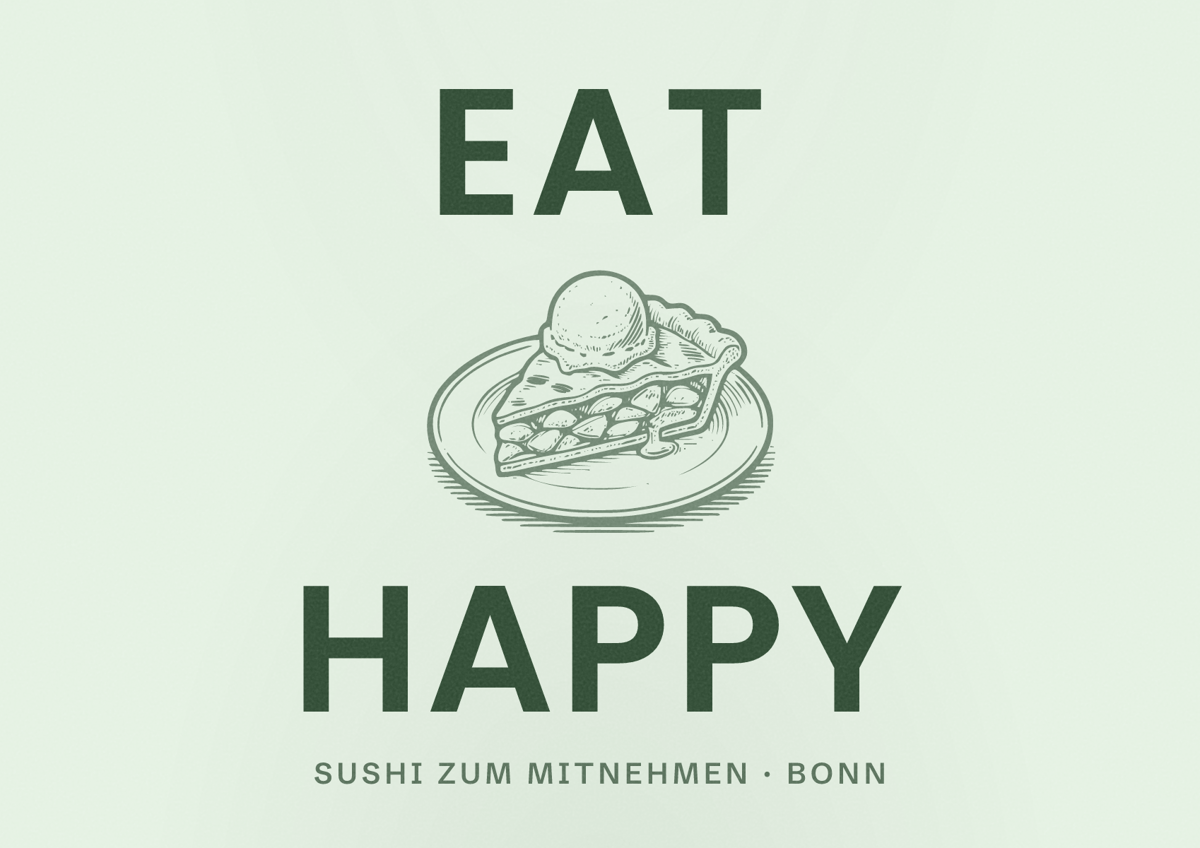 Illustriertes Poster von EAT HAPPY, Sushi zum Mitnehmen in Bonn