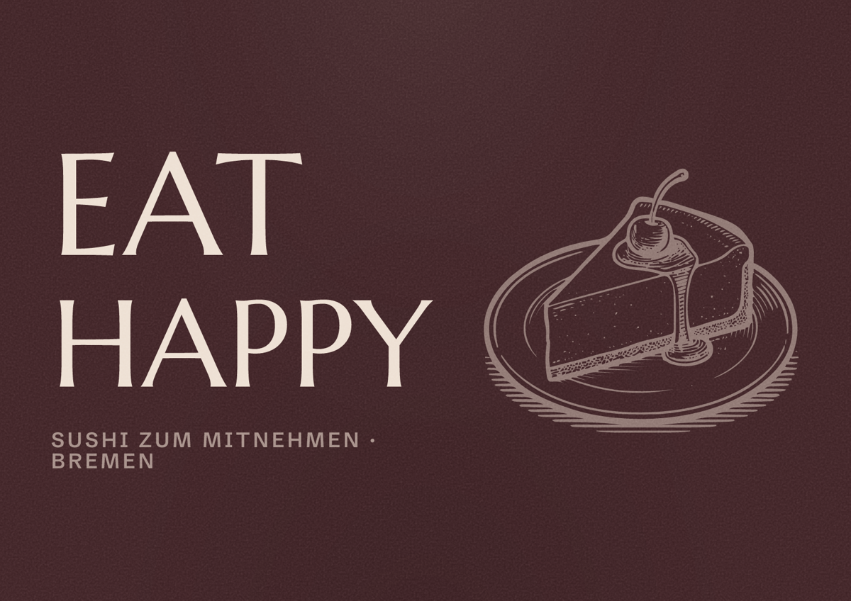 Illustriertes Poster von EAT HAPPY, Sushi zum Mitnehmen in Bremen