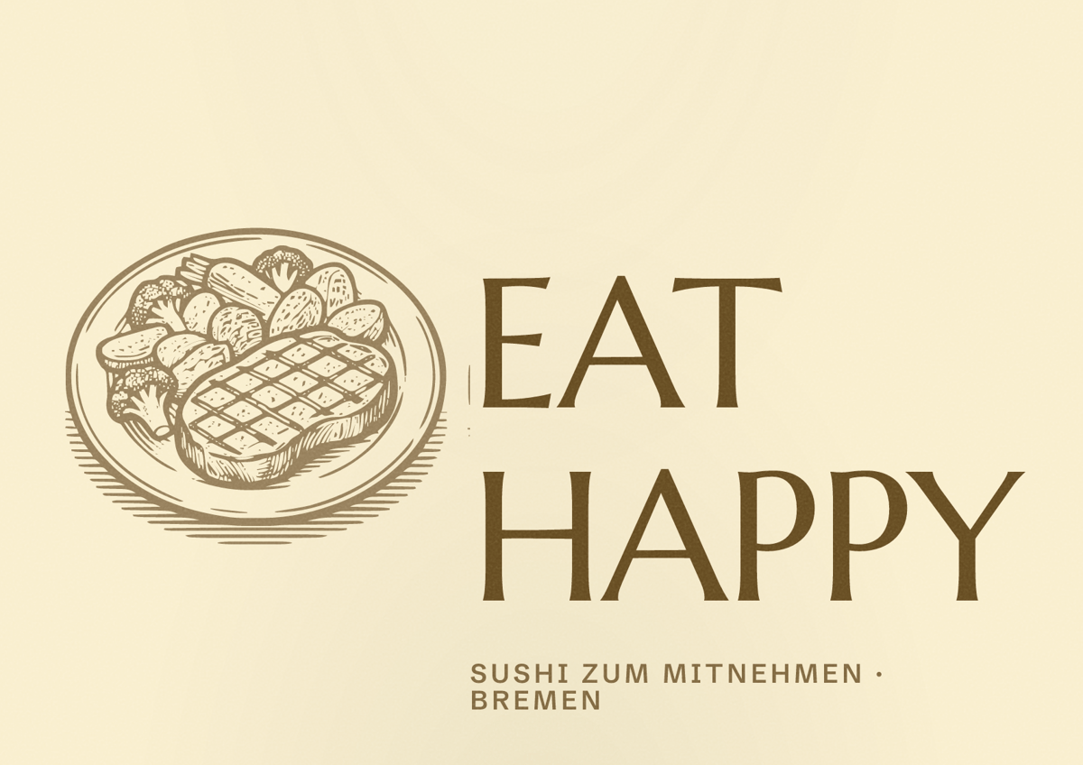 Illustriertes Poster von EAT HAPPY, Sushi zum Mitnehmen in Bremen