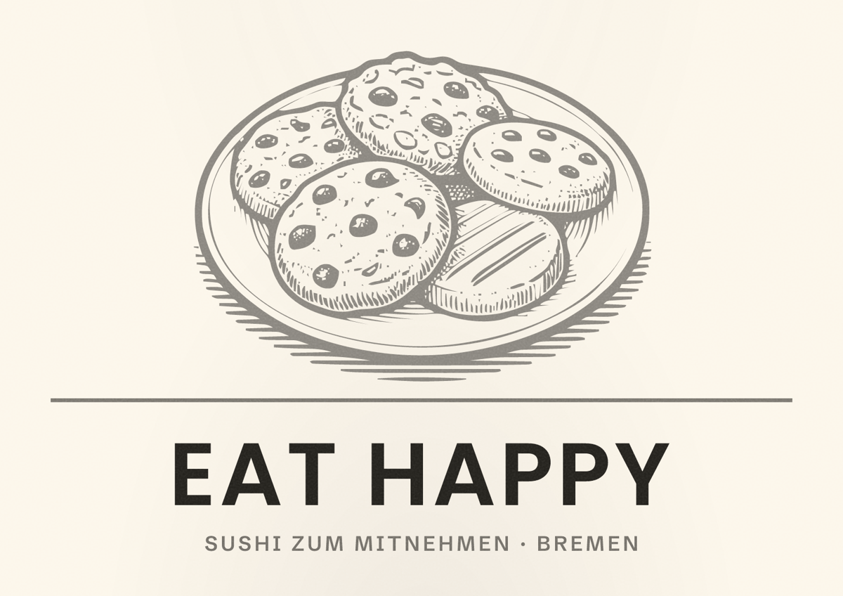 Illustriertes Poster von EAT HAPPY, Sushi zum Mitnehmen in Bremen