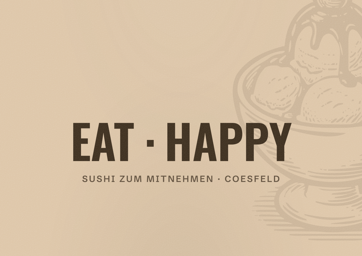 Illustriertes Poster von EAT HAPPY, Sushi zum Mitnehmen in Coesfeld
