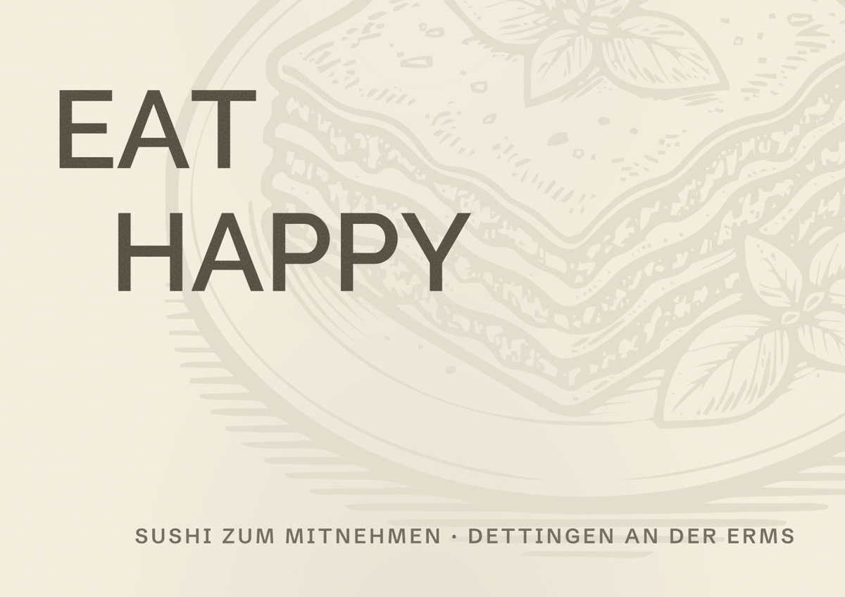 Illustriertes Poster von EAT HAPPY, Sushi zum Mitnehmen in Dettingen an der Erms