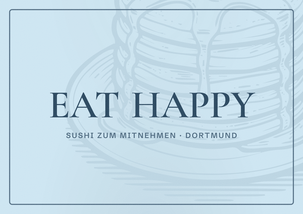 Illustriertes Poster von EAT HAPPY, Sushi zum Mitnehmen in Dortmund