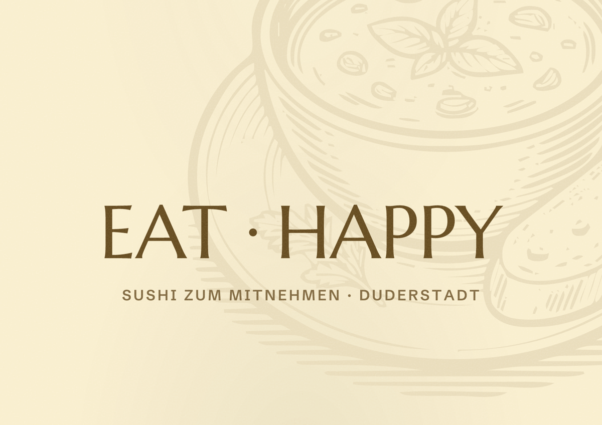 Illustriertes Poster von EAT HAPPY, Sushi zum Mitnehmen in Duderstadt