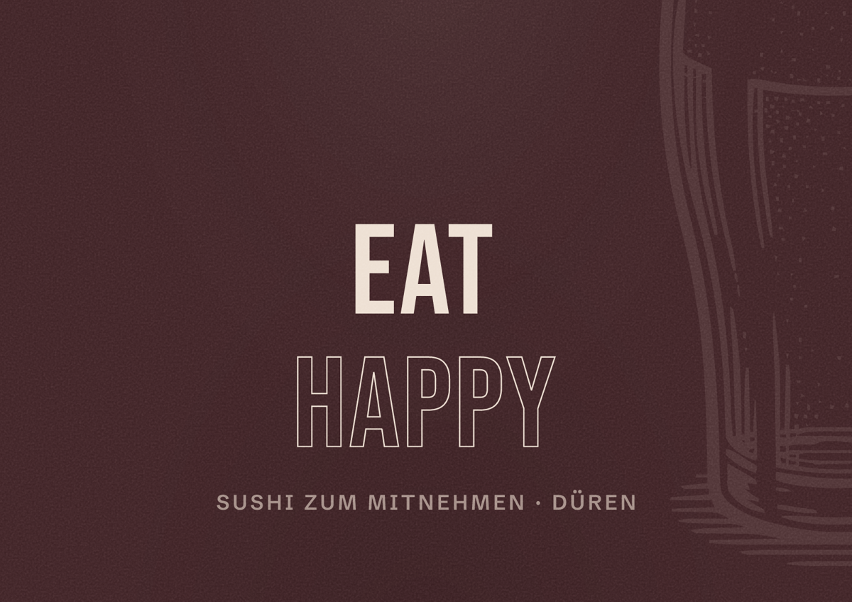 Illustriertes Poster von EAT HAPPY, Sushi zum Mitnehmen in Düren