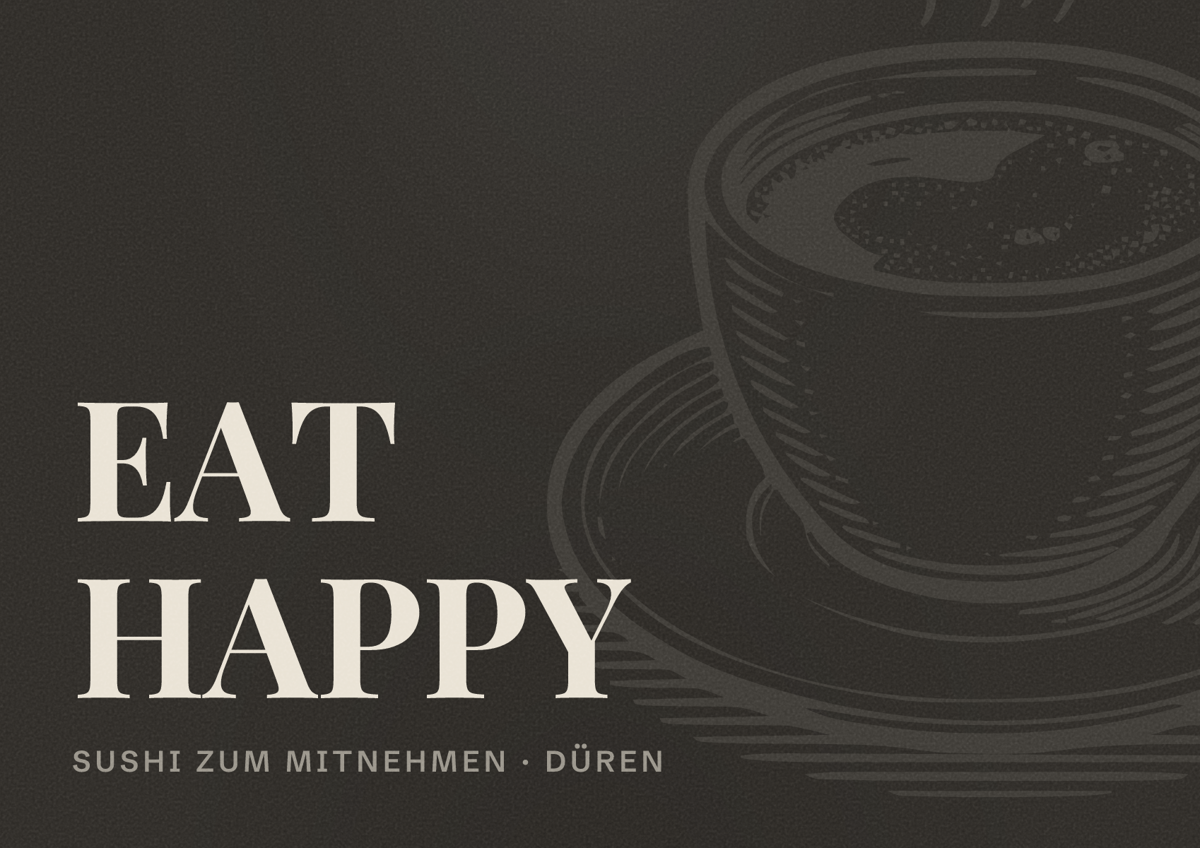 Illustriertes Poster von EAT HAPPY, Sushi zum Mitnehmen in Düren