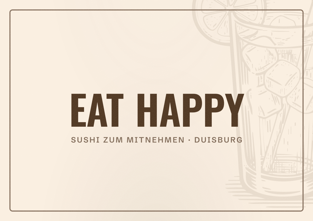 Illustriertes Poster von EAT HAPPY, Sushi zum Mitnehmen in Duisburg