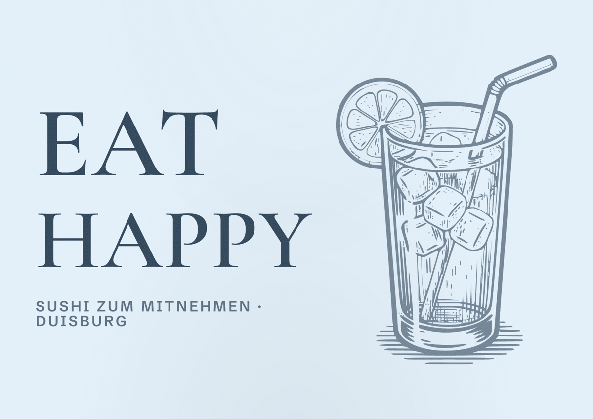 Illustriertes Poster von EAT HAPPY, Sushi zum Mitnehmen in Duisburg