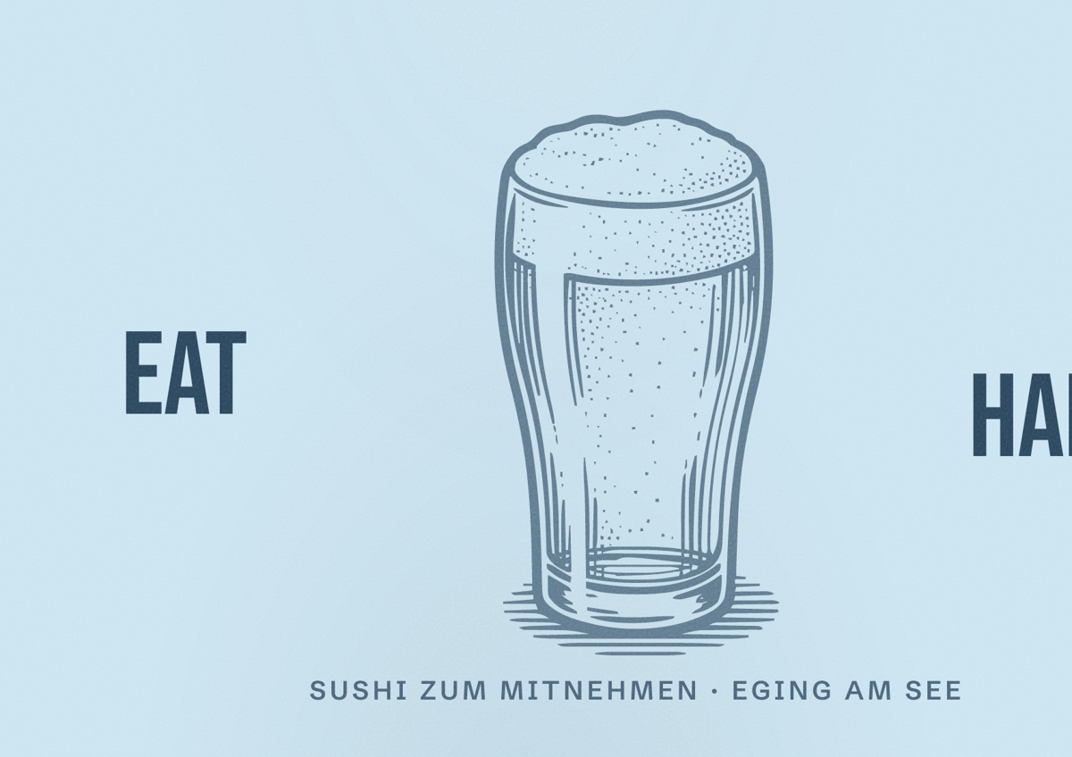 Illustriertes Poster von EAT HAPPY, Sushi zum Mitnehmen in Eging am See
