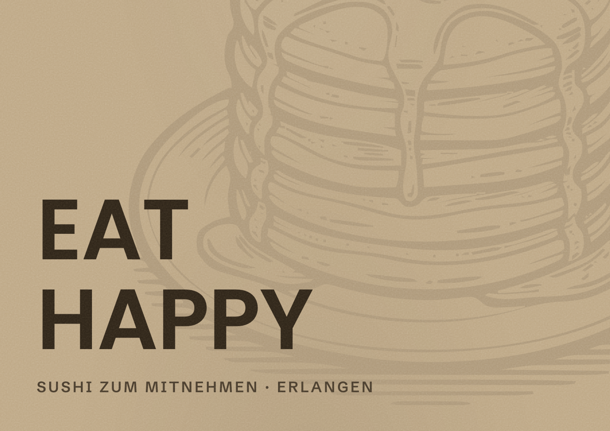 Illustriertes Poster von EAT HAPPY, Sushi zum Mitnehmen in Erlangen
