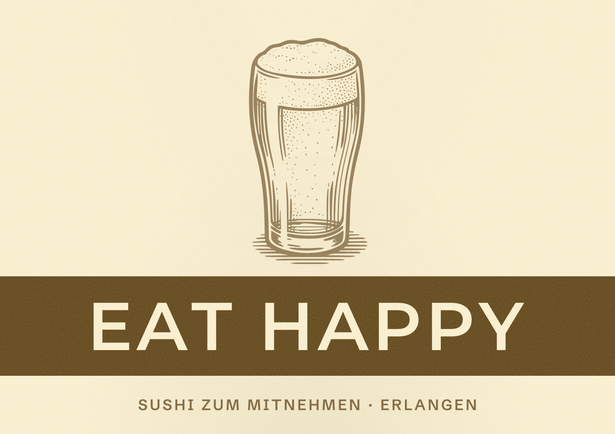 Illustriertes Poster von EAT HAPPY, Sushi zum Mitnehmen in Erlangen