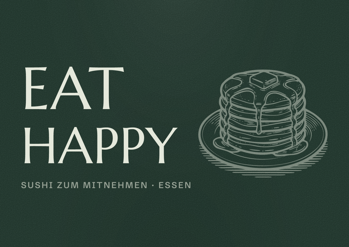 Illustriertes Poster von EAT HAPPY, Sushi zum Mitnehmen in Essen