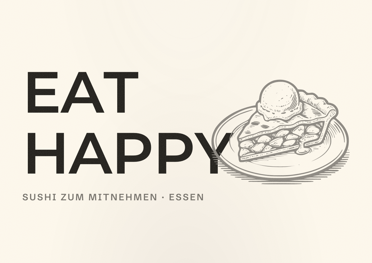 Illustriertes Poster von EAT HAPPY, Sushi zum Mitnehmen in Essen
