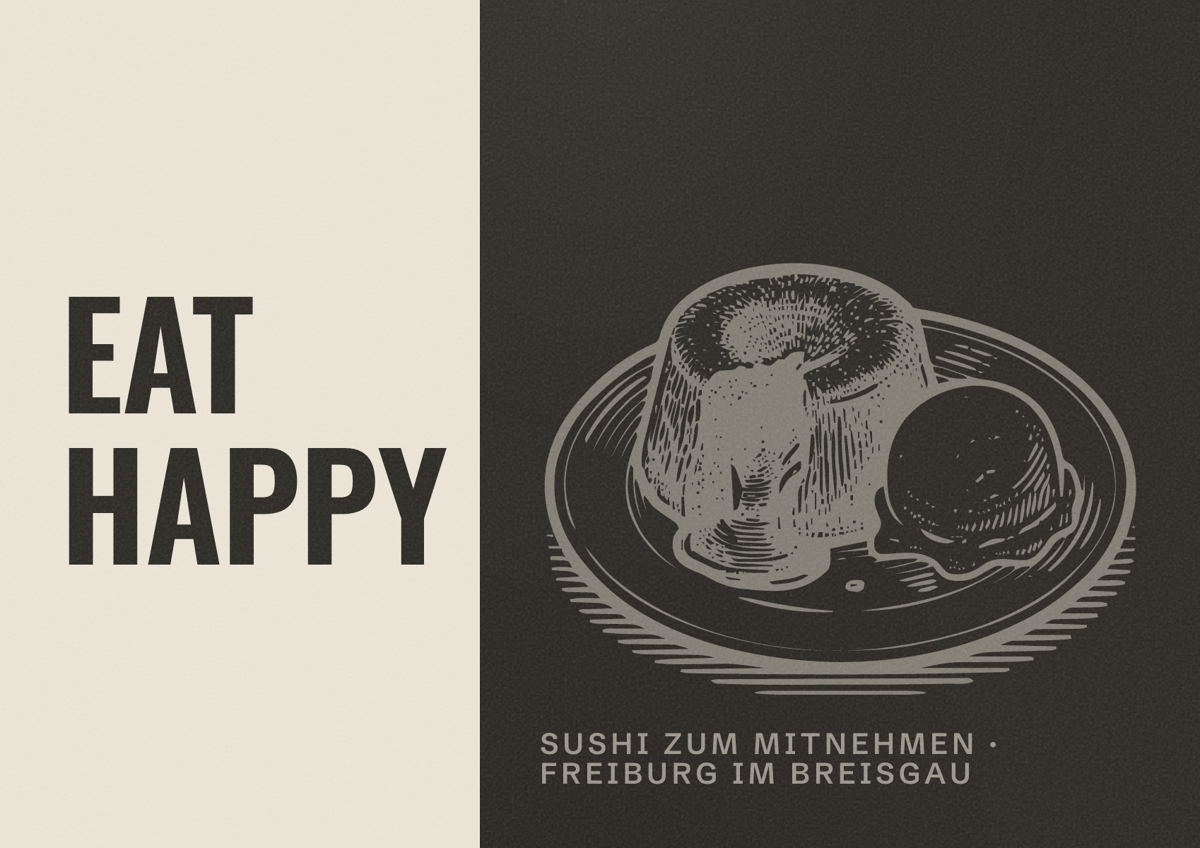 Illustriertes Poster von EAT HAPPY, Sushi zum Mitnehmen in Freiburg im Breisgau