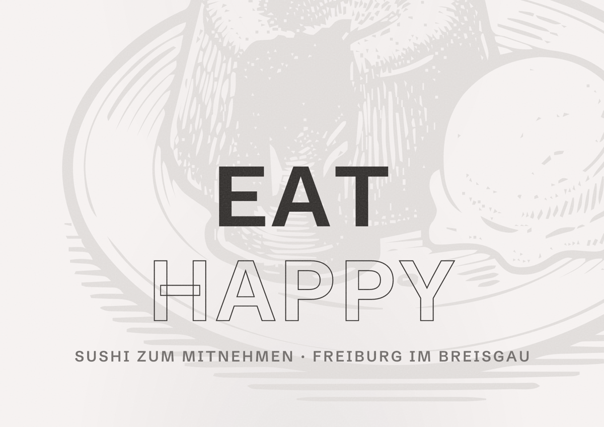Illustriertes Poster von EAT HAPPY, Sushi zum Mitnehmen in Freiburg im Breisgau