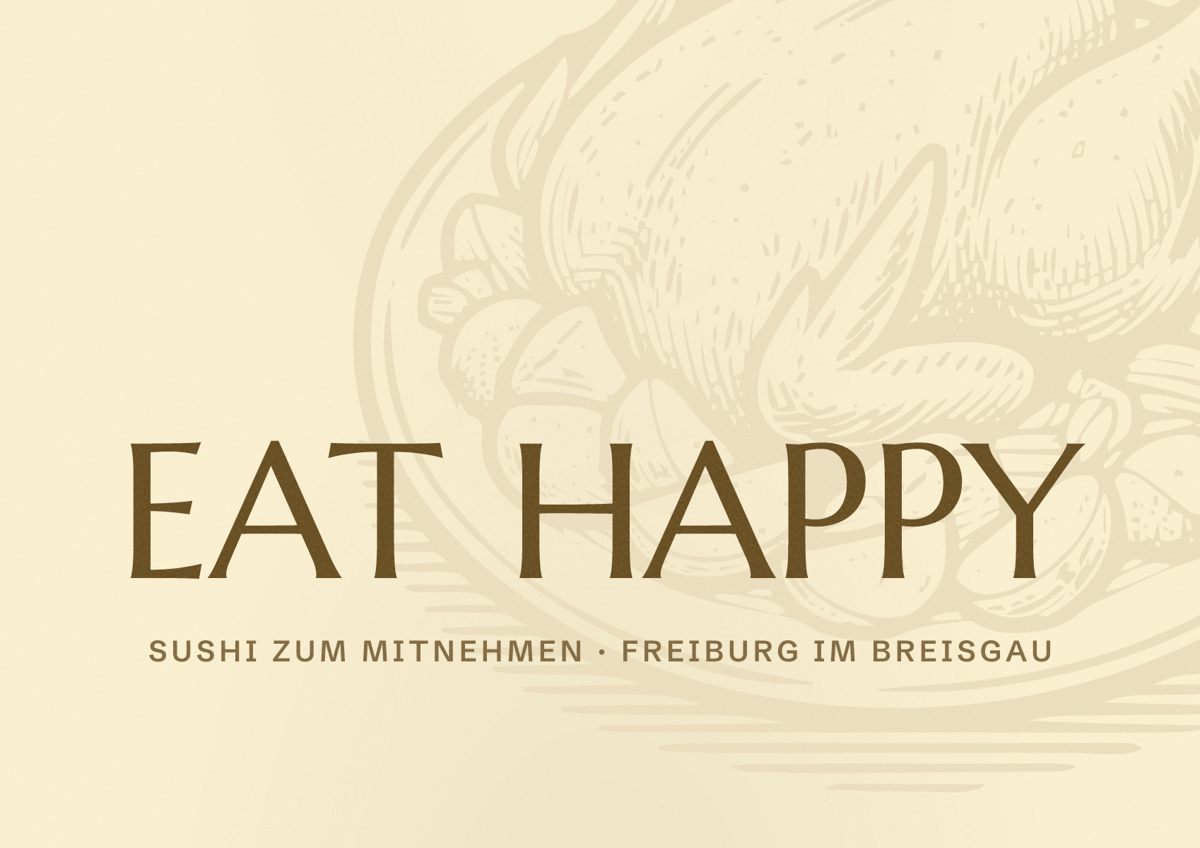 Illustriertes Poster von EAT HAPPY, Sushi zum Mitnehmen in Freiburg im Breisgau