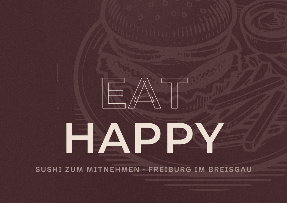 Illustriertes Poster von EAT HAPPY, Sushi zum Mitnehmen in Freiburg im Breisgau