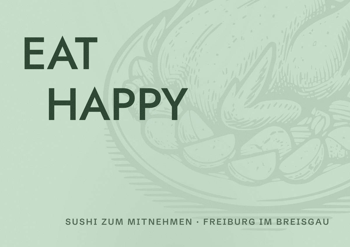 Illustriertes Poster von EAT HAPPY, Sushi zum Mitnehmen in Freiburg im Breisgau