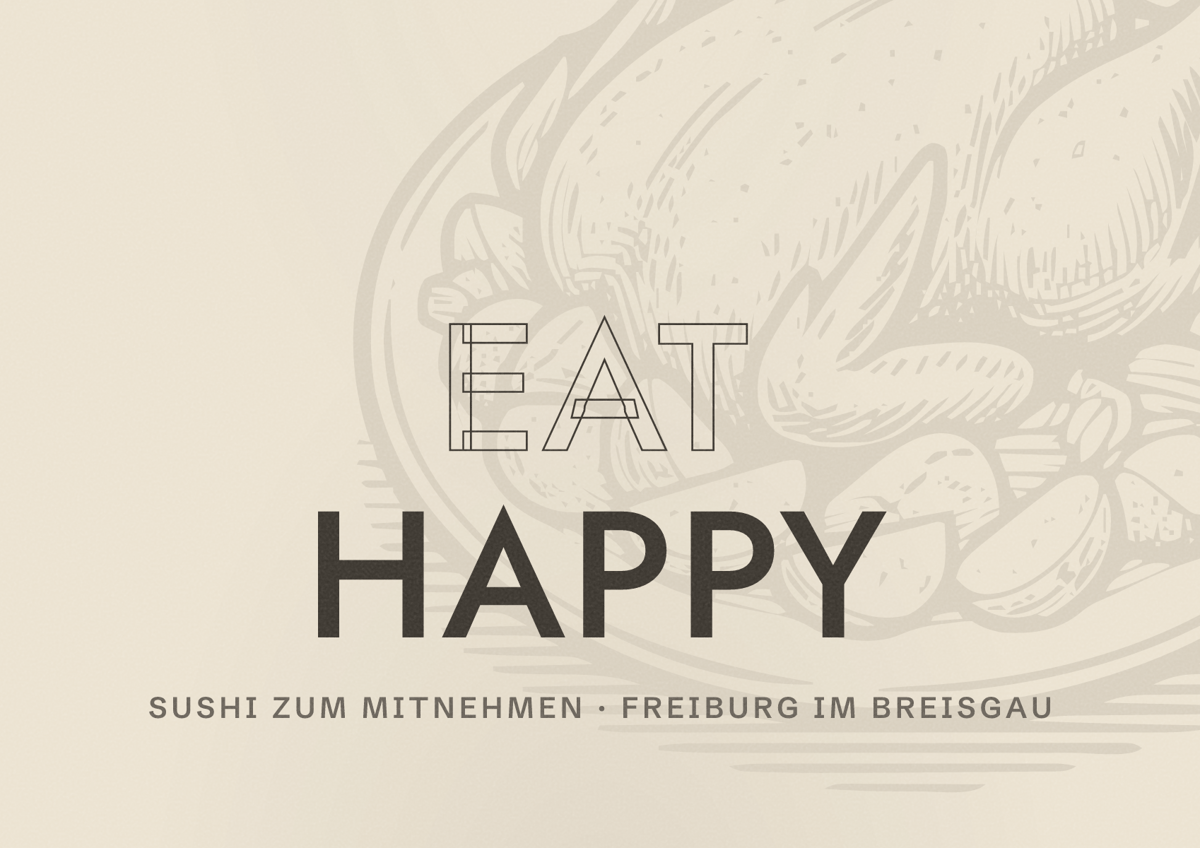 Illustriertes Poster von EAT HAPPY, Sushi zum Mitnehmen in Freiburg im Breisgau