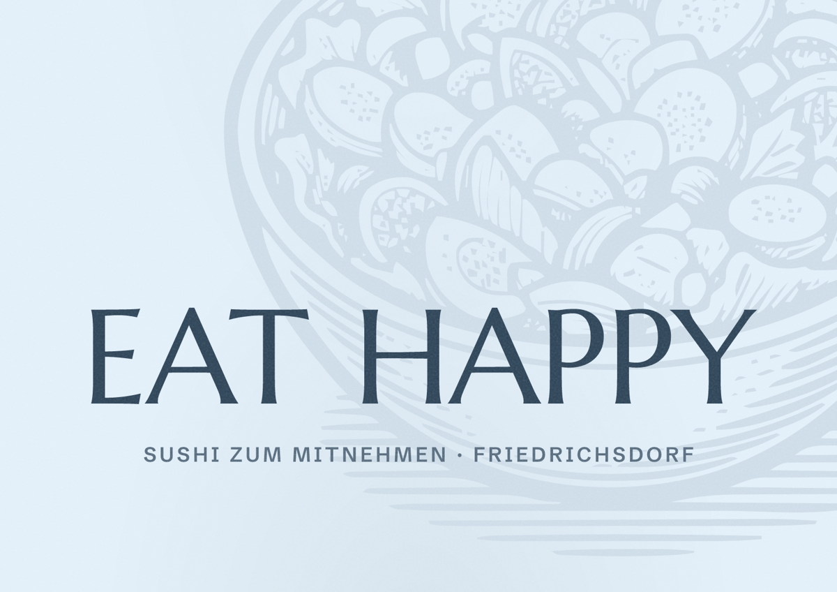 Illustriertes Poster von EAT HAPPY, Sushi zum Mitnehmen in Friedrichsdorf