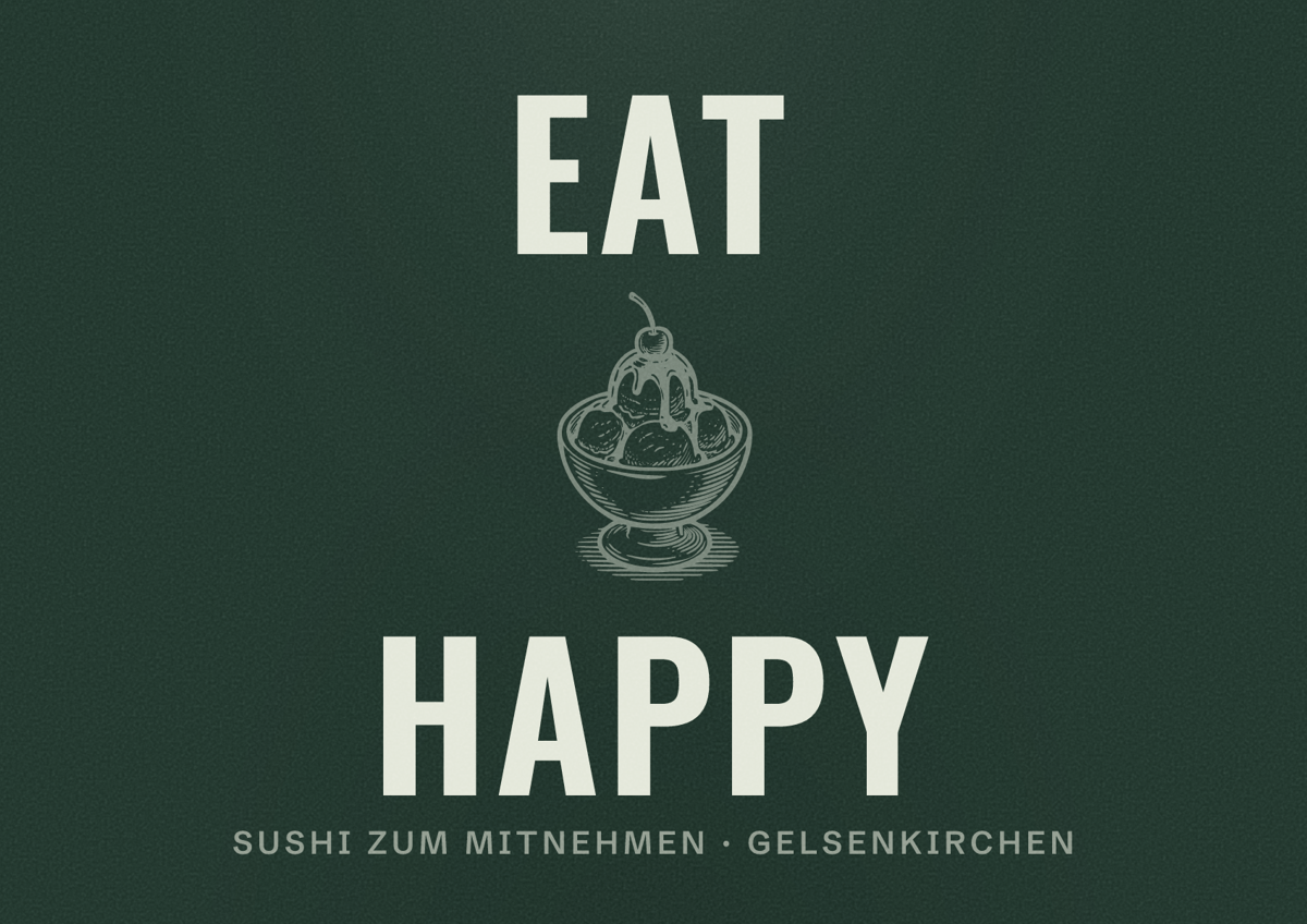 Illustriertes Poster von EAT HAPPY, Sushi zum Mitnehmen in Gelsenkirchen