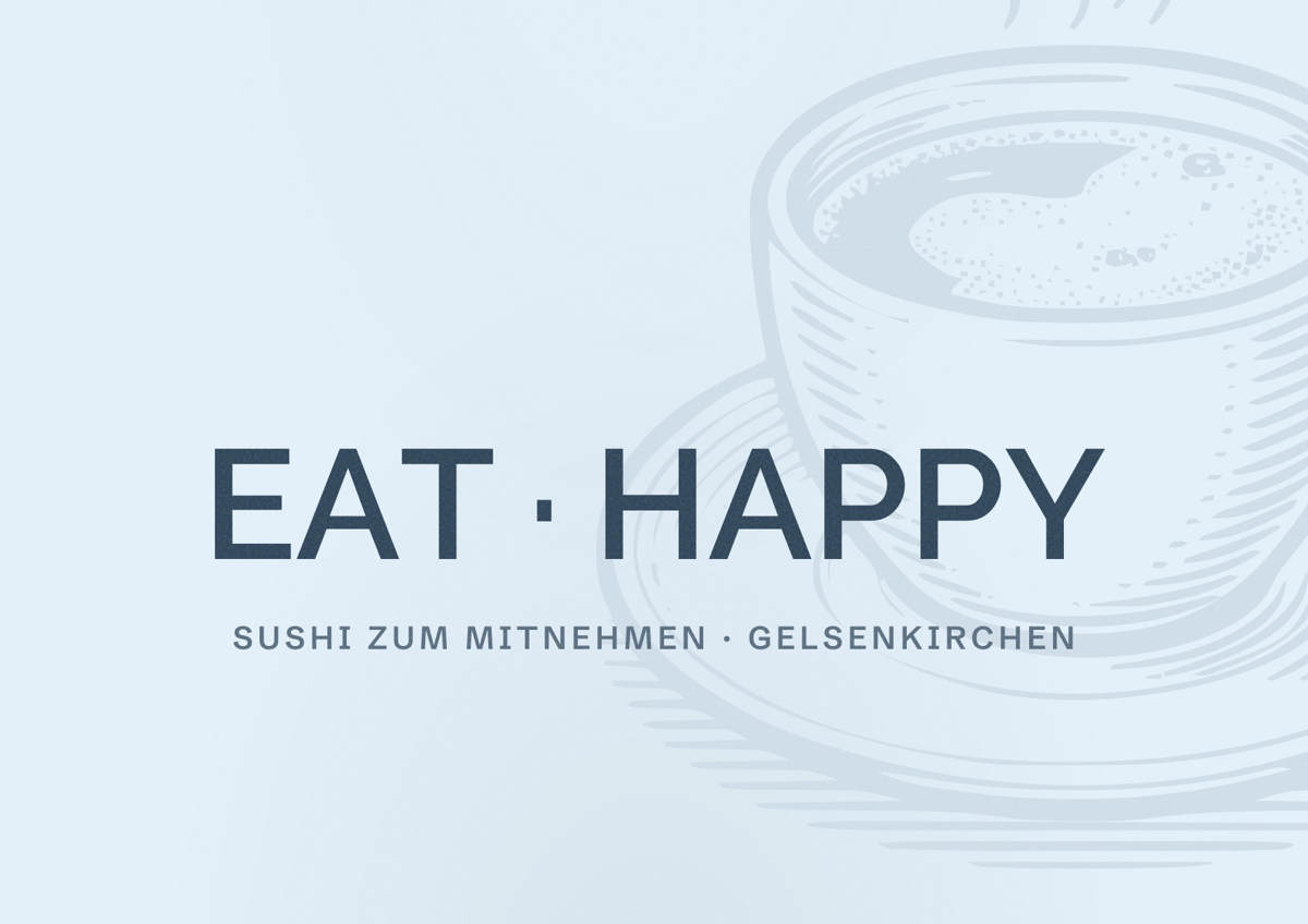 Illustriertes Poster von EAT HAPPY, Sushi zum Mitnehmen in Gelsenkirchen