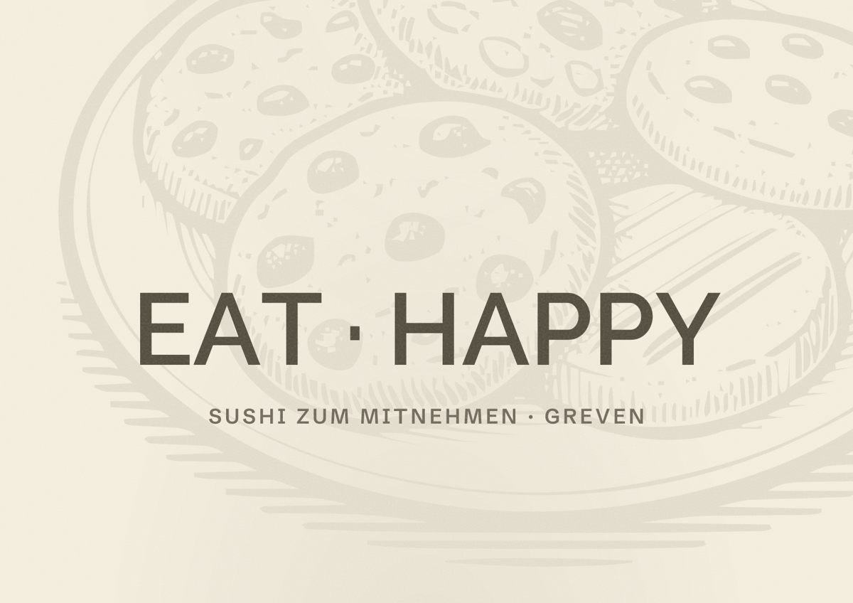 Illustriertes Poster von EAT HAPPY, Sushi zum Mitnehmen in Greven
