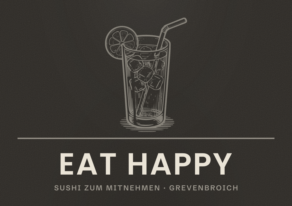 Illustriertes Poster von EAT HAPPY, Sushi zum Mitnehmen in Grevenbroich