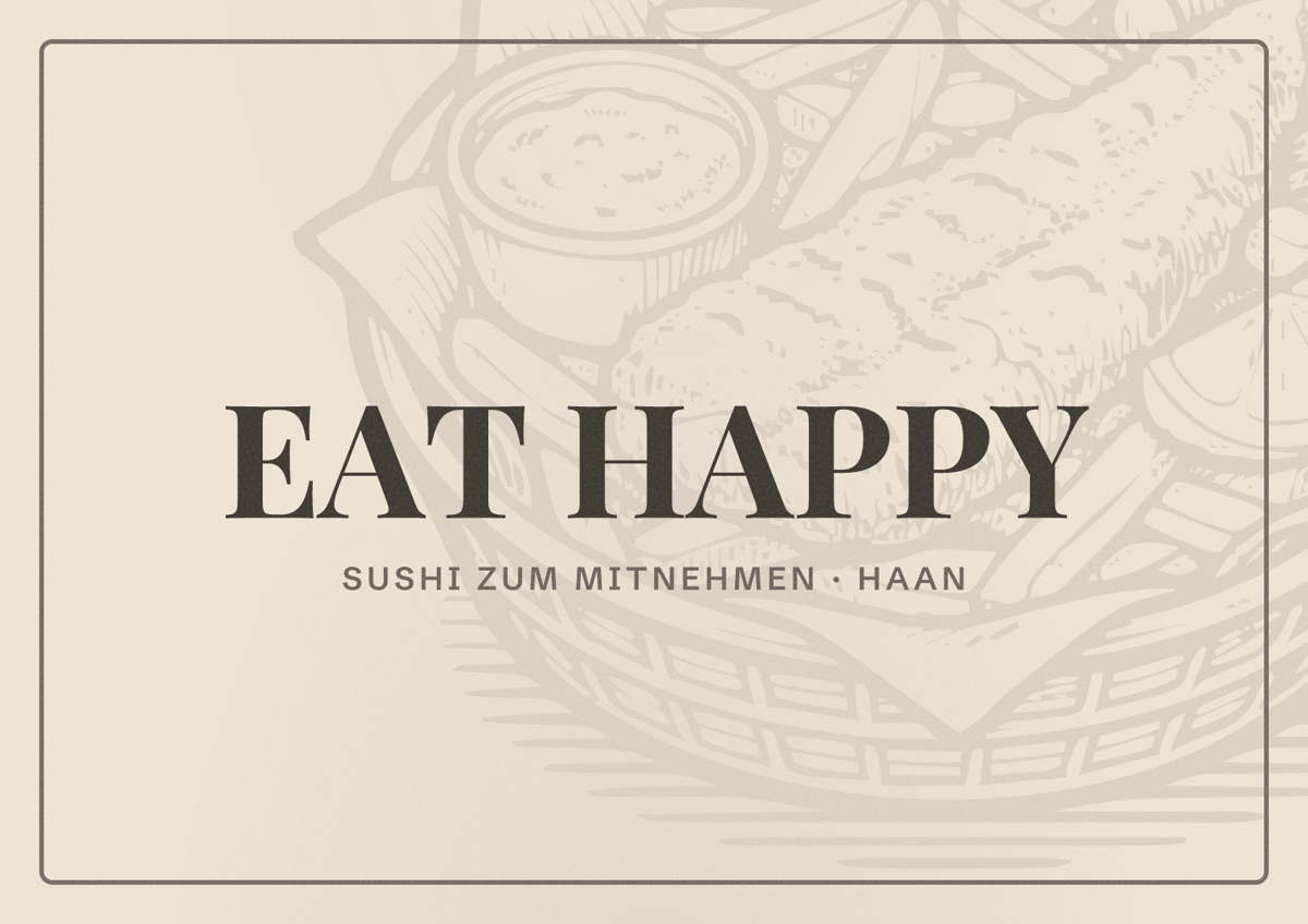 Illustriertes Poster von EAT HAPPY, Sushi zum Mitnehmen in Haan