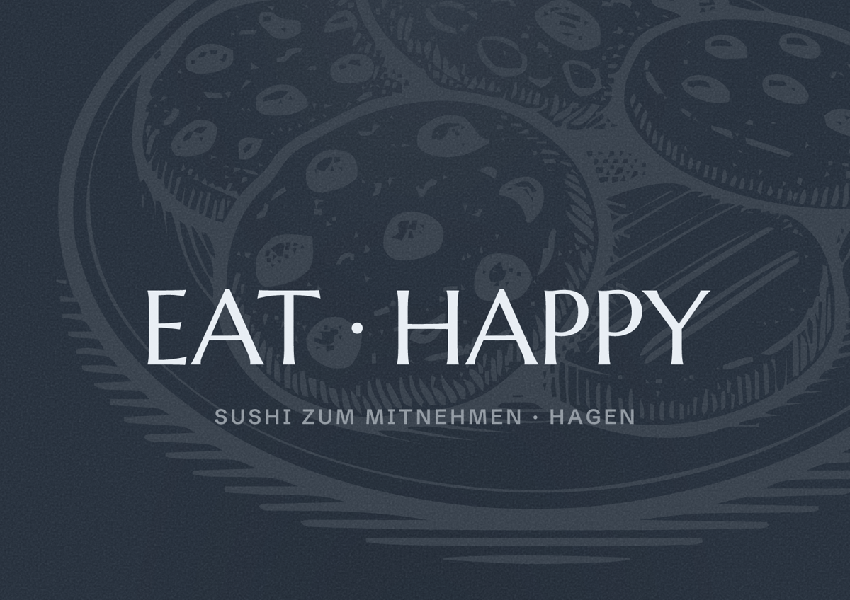Illustriertes Poster von EAT HAPPY, Sushi zum Mitnehmen in Hagen