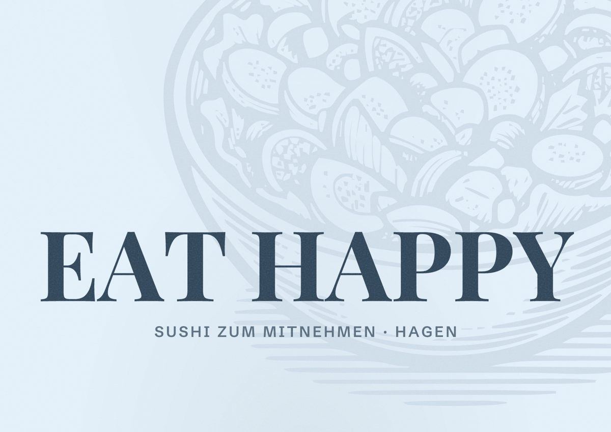 Illustriertes Poster von EAT HAPPY, Sushi zum Mitnehmen in Hagen